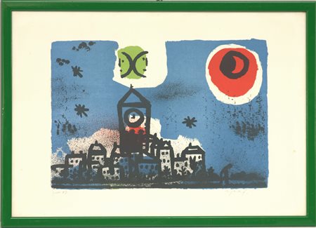 Franco Rognoni (Milano 1913 - 1999) "Senza titolo" litografia a colori -...