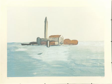 Virgilio Guidi (Roma 1891 - Venezia 1984) "San Giorgio" serigrafia a colori...