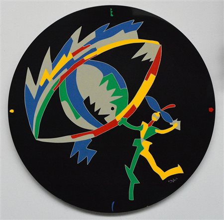 Ugo Nespolo (Mosso Santa Maria 1941) "King Size" serigrafia su medium density...