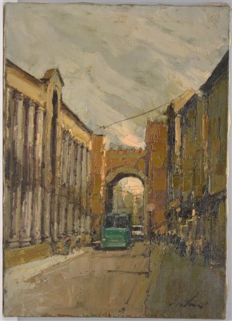Mario Tabacci (1919 - 2011) "Scorcio di Milano" olio su tela (cm...