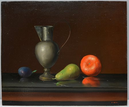 Adriano Gajoni (1913 - 1965) "Natura morta" olio su masonite (cm 50x60)...