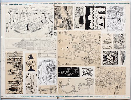 Guido De Waart (Rotterdam 1931) "Senza titolo" due collage di disegni e...