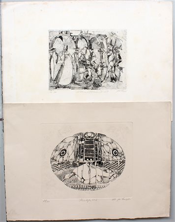 Giò Pino lotto composto da quattro acqueforti dell'artista di soggetti e...