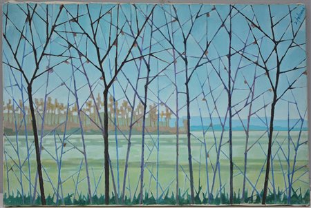 Salvatore Falcone "Senza titolo" olio su tela (cm 40x60) firmato in alto a...