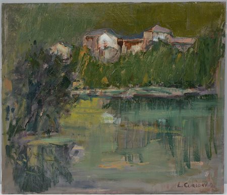 Lorenzo Curioni (Alzate Brianza 1951) "Paesaggio" olio su tela (cm 60x70)...