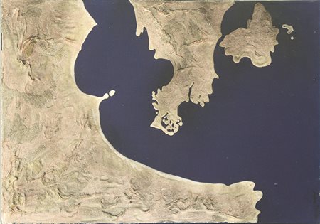Ariela Bohm "Dall'alto VIII 1993" composizione con sabbia su tela (cm 100x70)...