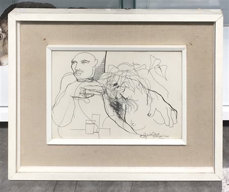 Firma indecifrata "Senza titolo" disegno a china (cm 21x28) firmato in basso...