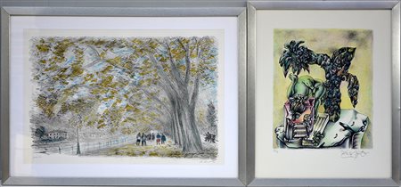 M. Cascella - R. Carrieri. Due litografie a colori di soggetti e misure...