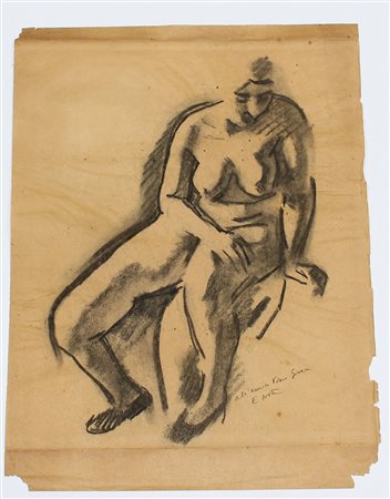 Emilio Notte (Ceglie Messapica 1891 - Napoli 1982) "Nudo di donna" carboncino...