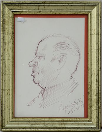 Luigi Regianini (Milano 1930 - 2013) "Ritratto" 1965, disegno a penna su...