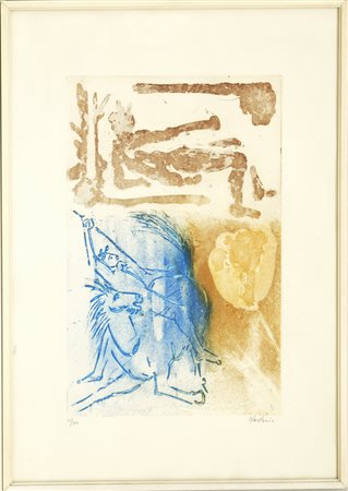 Alessandro Nastasio (Milano 1934) "Senza titolo" incisione a colori (foglio...
