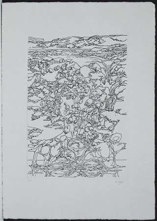 Antoine Mayo (Port-Said 1905 - Seine-Port 1990) "Senza titolo" acquaforte -...