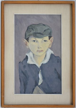 Alberto Casarotti (1906 - 1991) "Ritratto di ragazzo" 1955, olio su masonite...