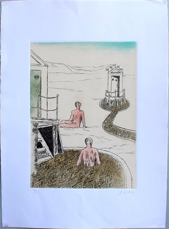 Giorgio De Chirico (Volos 1888 - Roma 1978) "Bagnanti pomeridiani" 1973,...