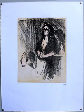 Alberto Sughi (Cesena 1928 - Bologna 2012) "Senza titolo" litografia a colori...