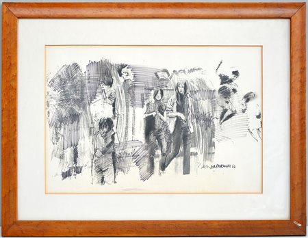 Ignoto "Senza titolo" tecnica mista su carta (cm 40x60)firmato "Martinenghi"...