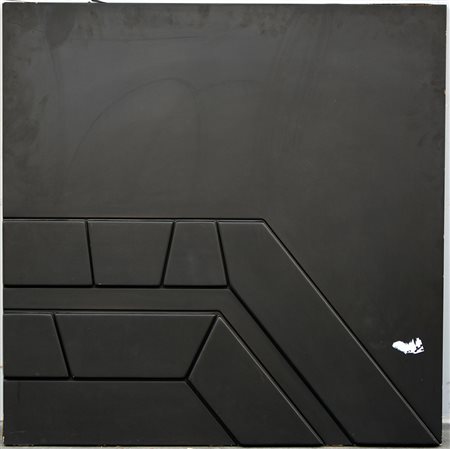 Sergio Pacini "Composizione 1974" altorilievo in legno laccato nero (cm...