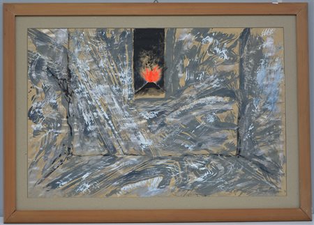 Silvio Merlino (Napoli 1952) "Senza titolo" 1984, tecnica mista su carta (cm...