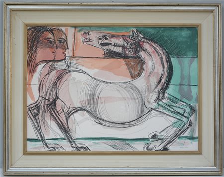 Bruno Cassinari (Piacenza 1912 - Milano 1992) "Cavalli e cavalieri"...