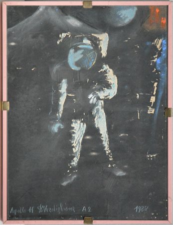 Domenico Verdiglione (1925) "Apollo 11" 1988, tecnica mista su fotocopia (cm...