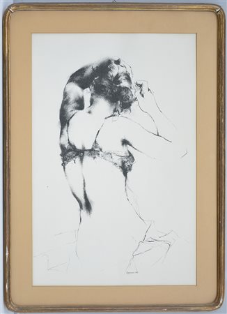 Renzo Vespignani (Roma 1924 - 2001) "Profilo femminile" disegno a china su...