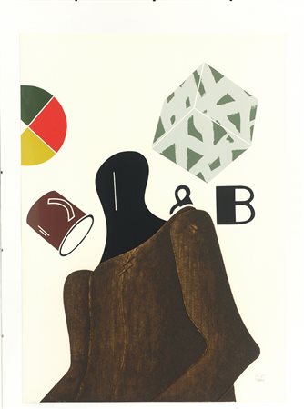 Emilio Tadini (Milano 1927 - 2002) "Senza titolo" serigrafia a colori con...