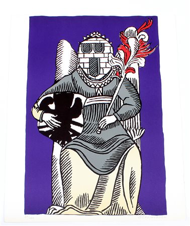 Arturo Carmassi (Lucca 1925 - Empoli 2015) "Senza titolo" litografia a colori...