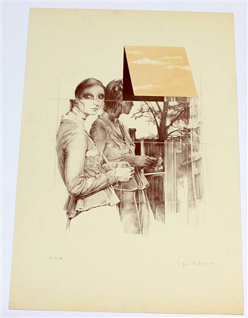 Gigino Falconi (Giulianova 1933) "Senza titolo" litografia - prova d'artista...