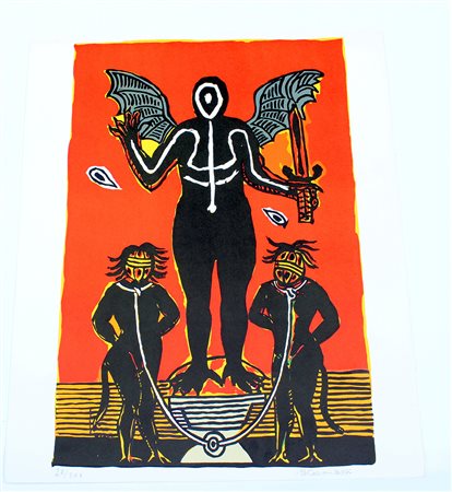 Arturo Carmassi (Lucca 1925 - Empoli 2015) "Senza titolo" litografia a colori...