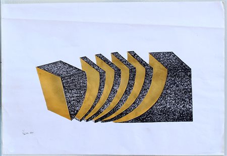 Franco Zazzeri (Firenze 1938) "Senza titolo" 1975, tecnica mista su carta (cm...