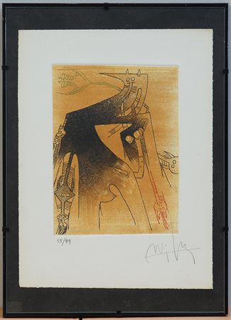 Wifredo Lam (Sagua La Grande 1902 - Parigi 1982) "Senza titolo" acquaforte a...