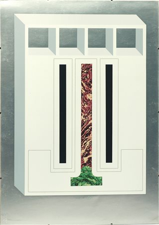 Lucio Del Pezzo (Napoli 1933) "Progetto" 1972, serigrafia a colori e collage...