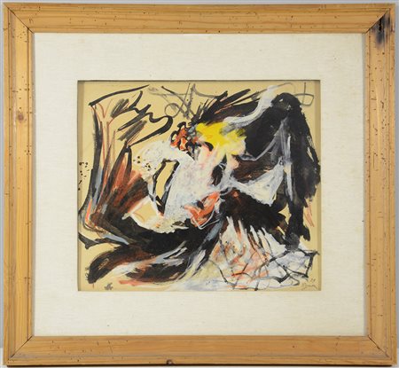 Edouard Pignon (Bully-Les-Mines 1905 - 1993) "Combat de coqs" 1959 Inchiostro...