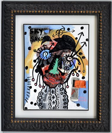 Paul Kostabi (Whittier 1962) "Chicken Skin" 2009 tecnica mista e collage su...