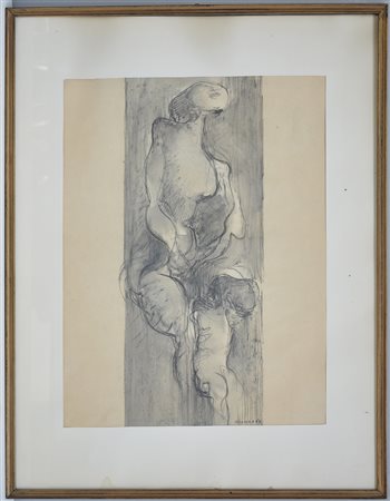 Mario Bionda (Torino 1913 - Penango 1985) "Senza titolo" 1969, pastello nero...