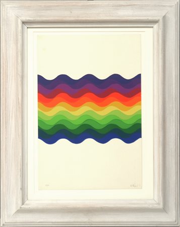 Julio Le Parc (Mendoza 1928) "Senza titolo" serigrafia a colori (cm 35x 23,5)...