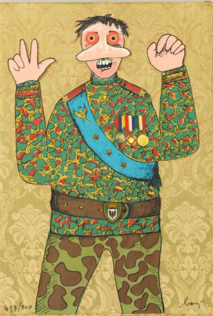 Enrico Baj (Milano 1924 - Vergiate 2003) "Stratega del doppio gioco" 1971,...