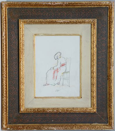 Nino Caffè (Alfedena 1909 - Pesaro 1975) "Un prete" tecnica mista su carta...