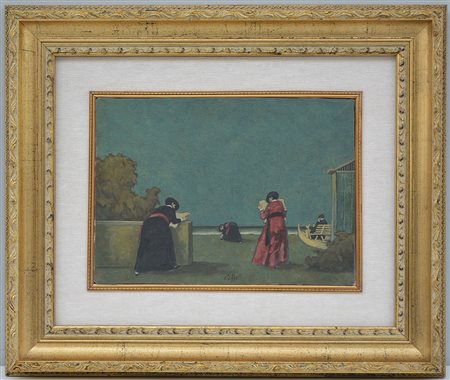 Nino Caffè (Alfedena 1909 - Pesaro 1975) "Senza titolo" olio su tela (cm...