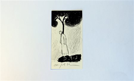 Mimmo Paladino (Paduli 1948) "Senza titolo" 2005 litografia in bianco e nero...