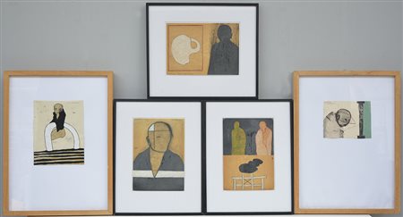 Max Neumann (Saarbruck 1949) Lotto composto da cinque opere, tecnica mista su...