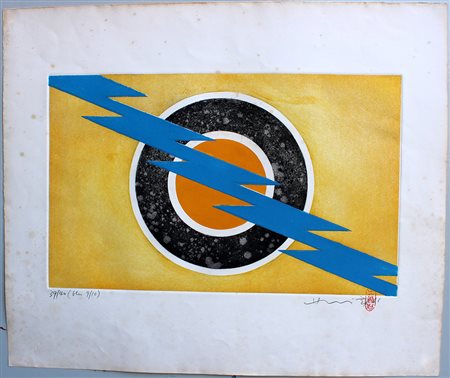 Chin Hsiao (Shanghai 1935) "Senza titolo" acquaforte a colori (lastra cm...