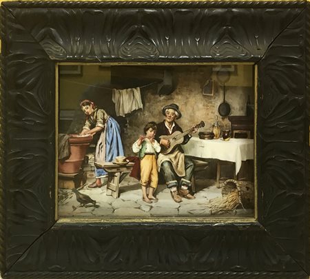 E. Bianchini - G. Bertini "La disposizione alla musica" dipinto su porcellana...