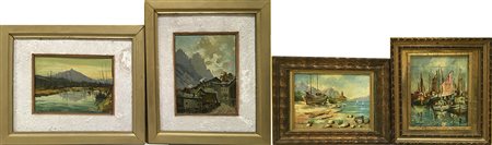 Lotto di due dipinti ad olio raffiguranti paesaggi firmati Mastellotto e due...