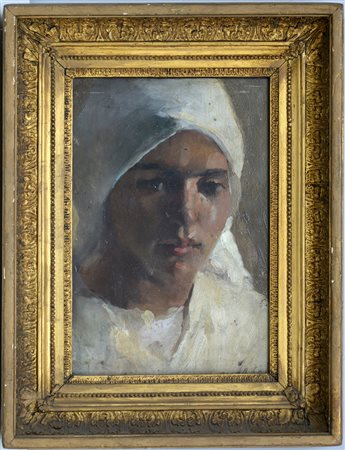 Fasoli "Ritratto femminile" olio su cartone pressato (cm 38x26,5) firmato e...