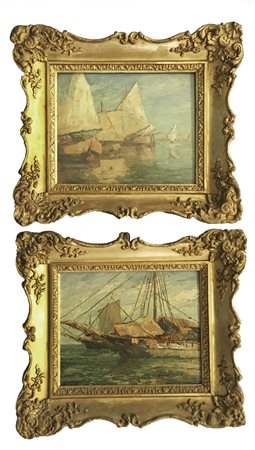 Carlo Sartorelli (Venezia 1896 - Milano 1956) "Vele a Venezia" coppia di...