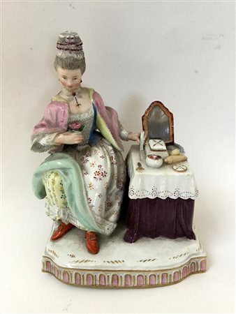 Manifattura di Meissen. Gruppo in porcellana raffigurante una dama alla...