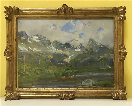 Carlo Casanova (Crema 1871 - Quarna Sotto 1950) "Lago delle Streghe" olio su...