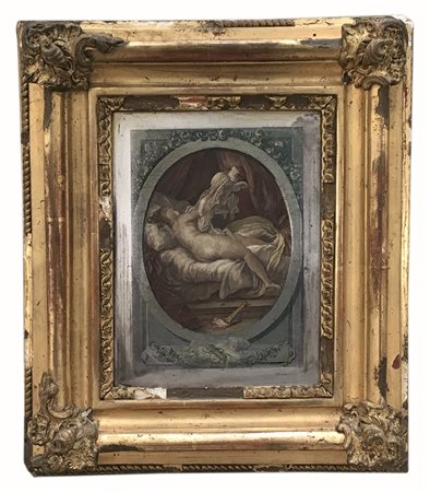 Incisione francese del secolo XIX su lastra di rame raffigurante scena...