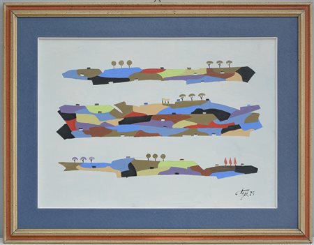 Giorgio Pagi (1912) "Paesaggi" acrilico su tela (cm 50x70) firmato e datato...